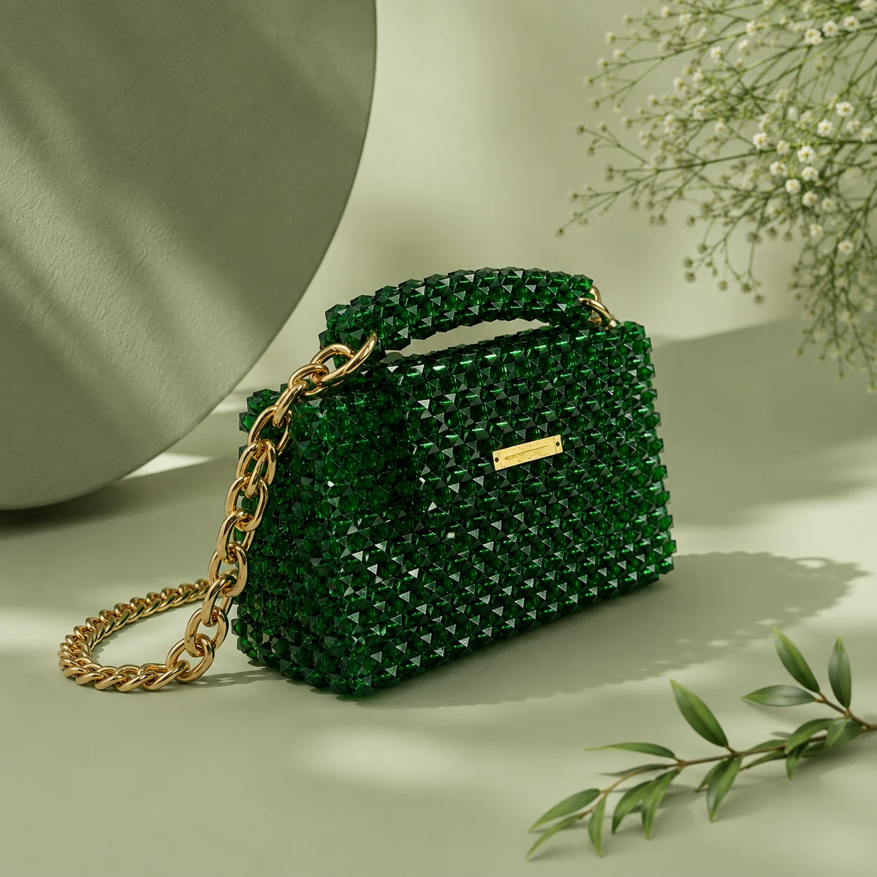 Emerald Luxe Handmade Beaded Handbag